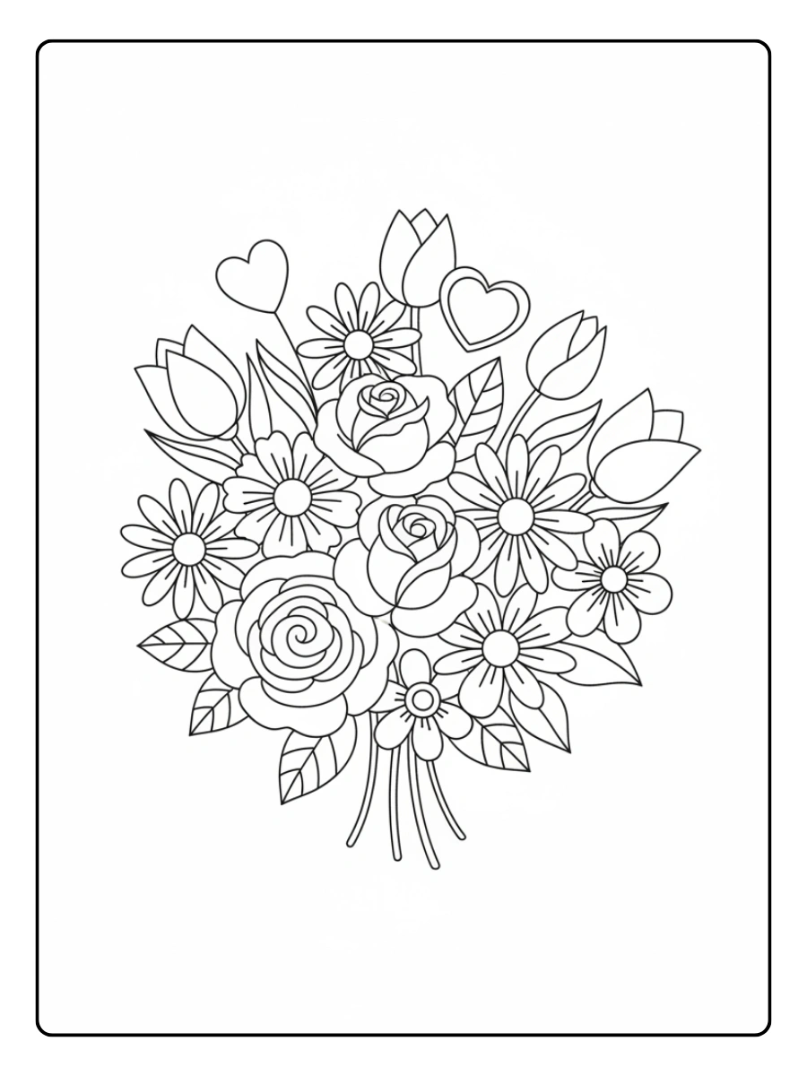 Coloriages Saint Valentin Fleurs