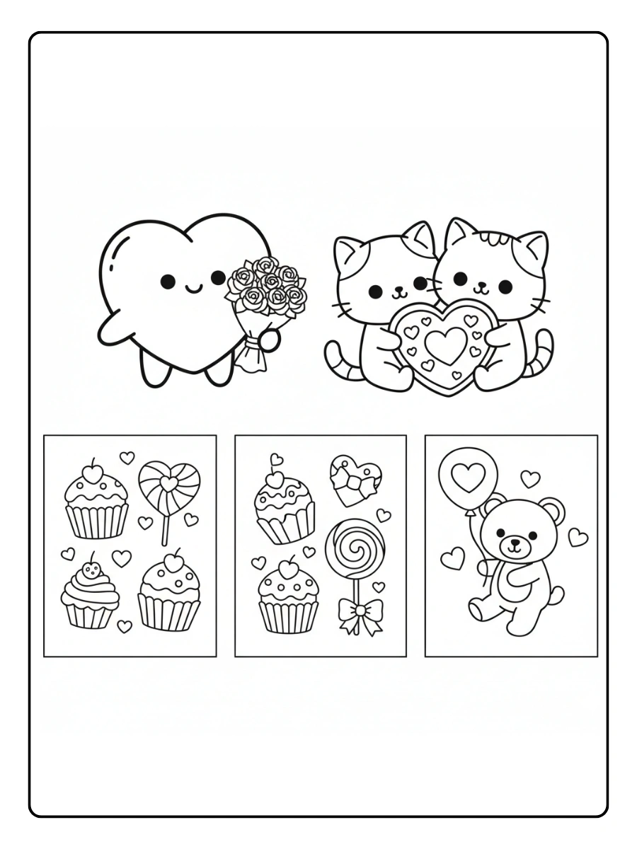 Coloriages Saint Valentin Kawaii