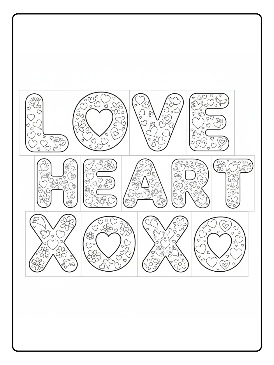 Coloriages Saint Valentin Lettres d’Amour