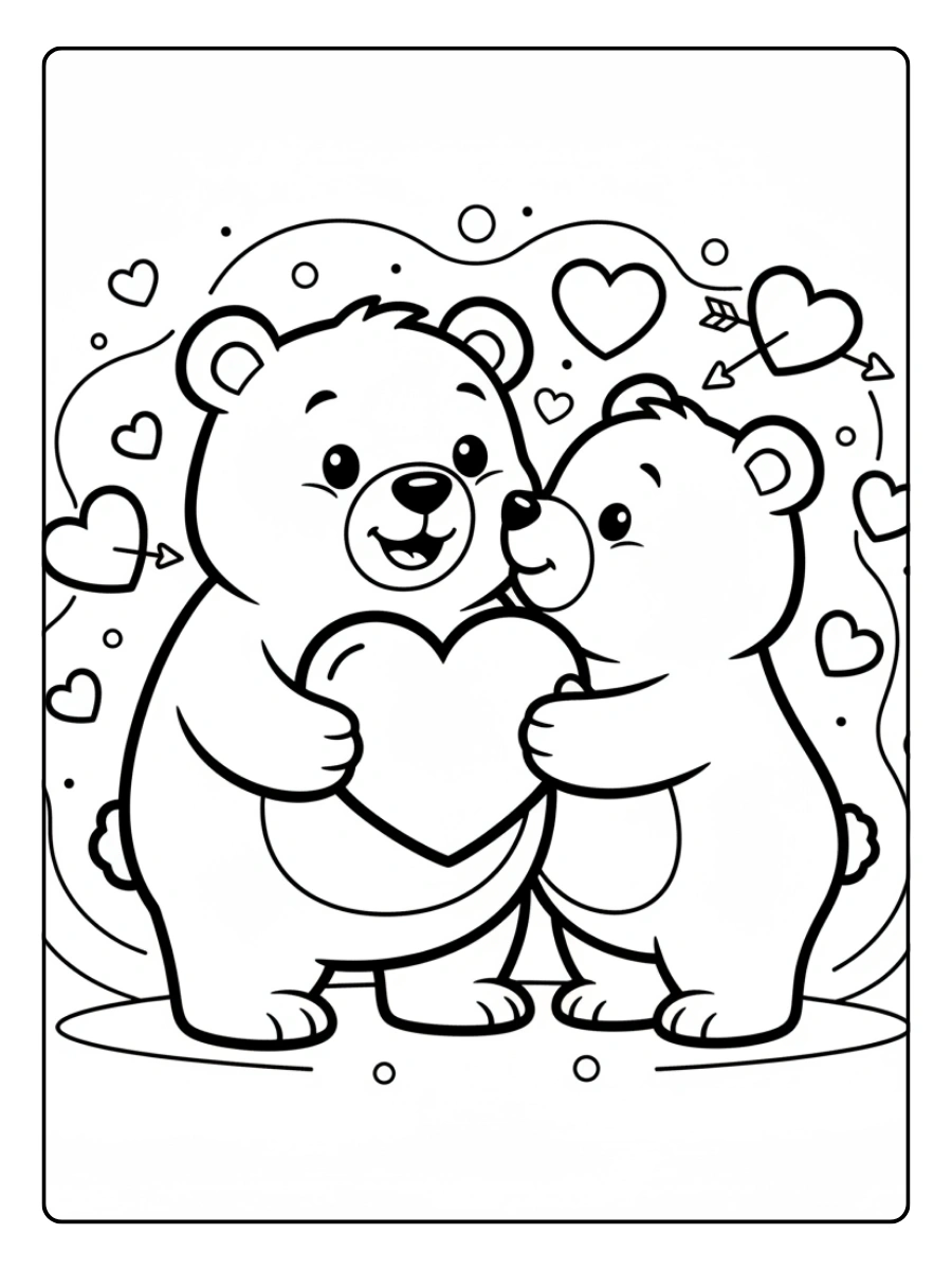 Coloriages Saint Valentin Ours Amoureux