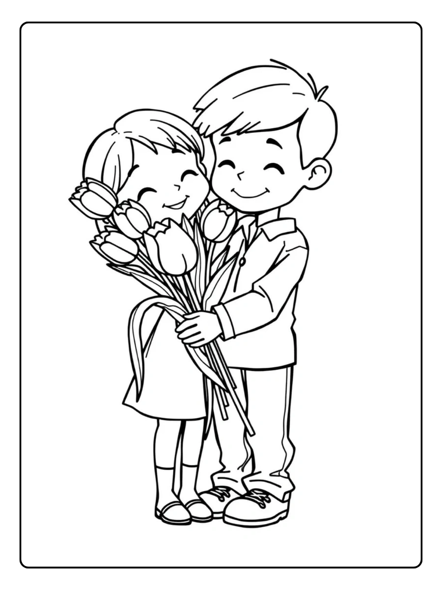 Couple amour Saint Valentin coloriage