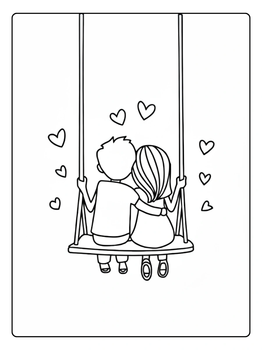 Couple amoureux Valentine dessin à colorier