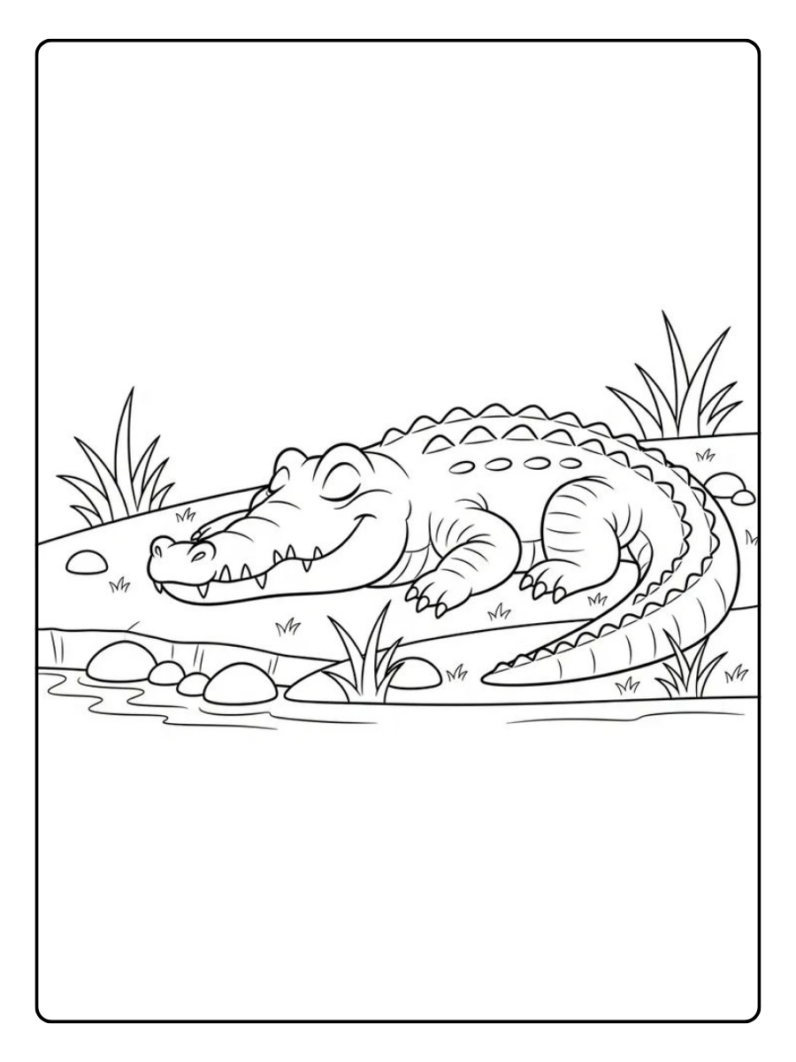Crocodile souriant coloriage