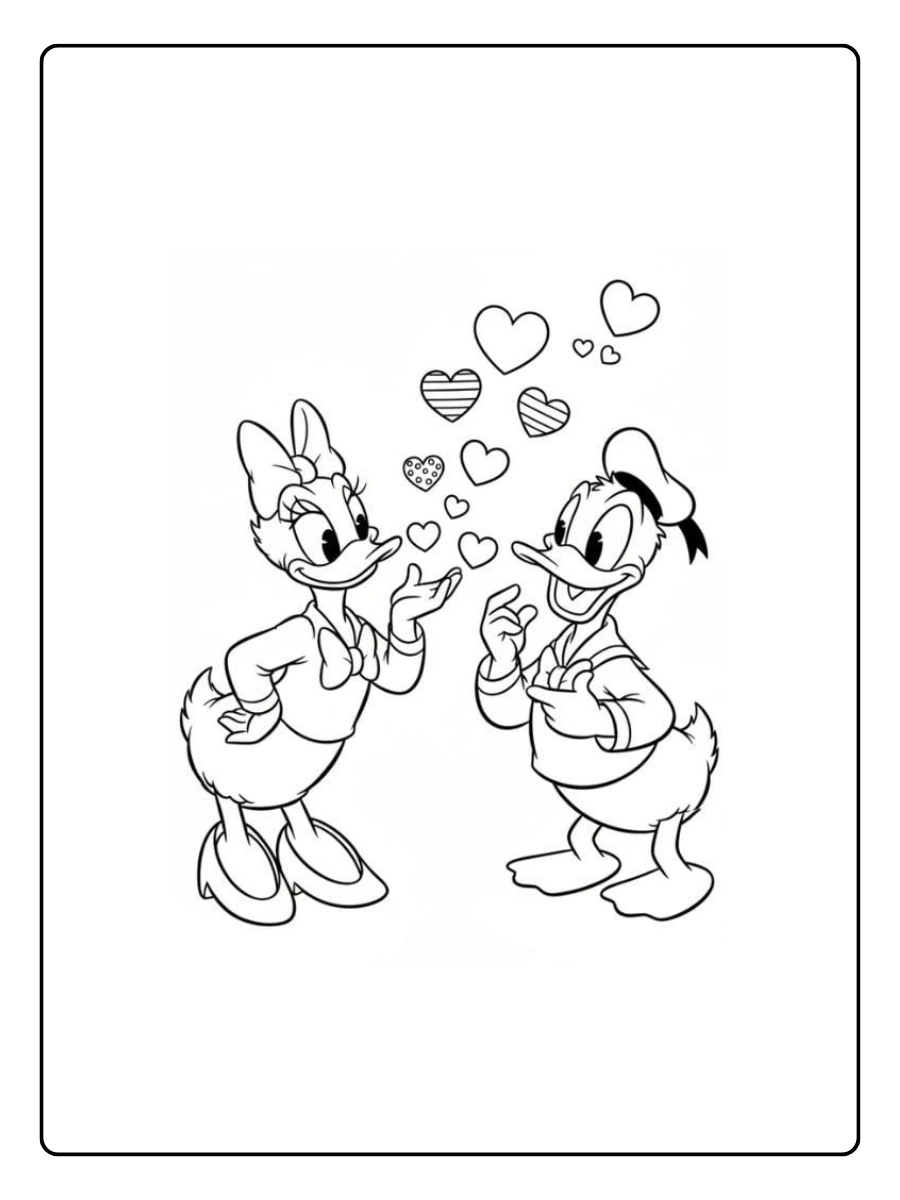 Dessin Disney Saint Valentin à colorier