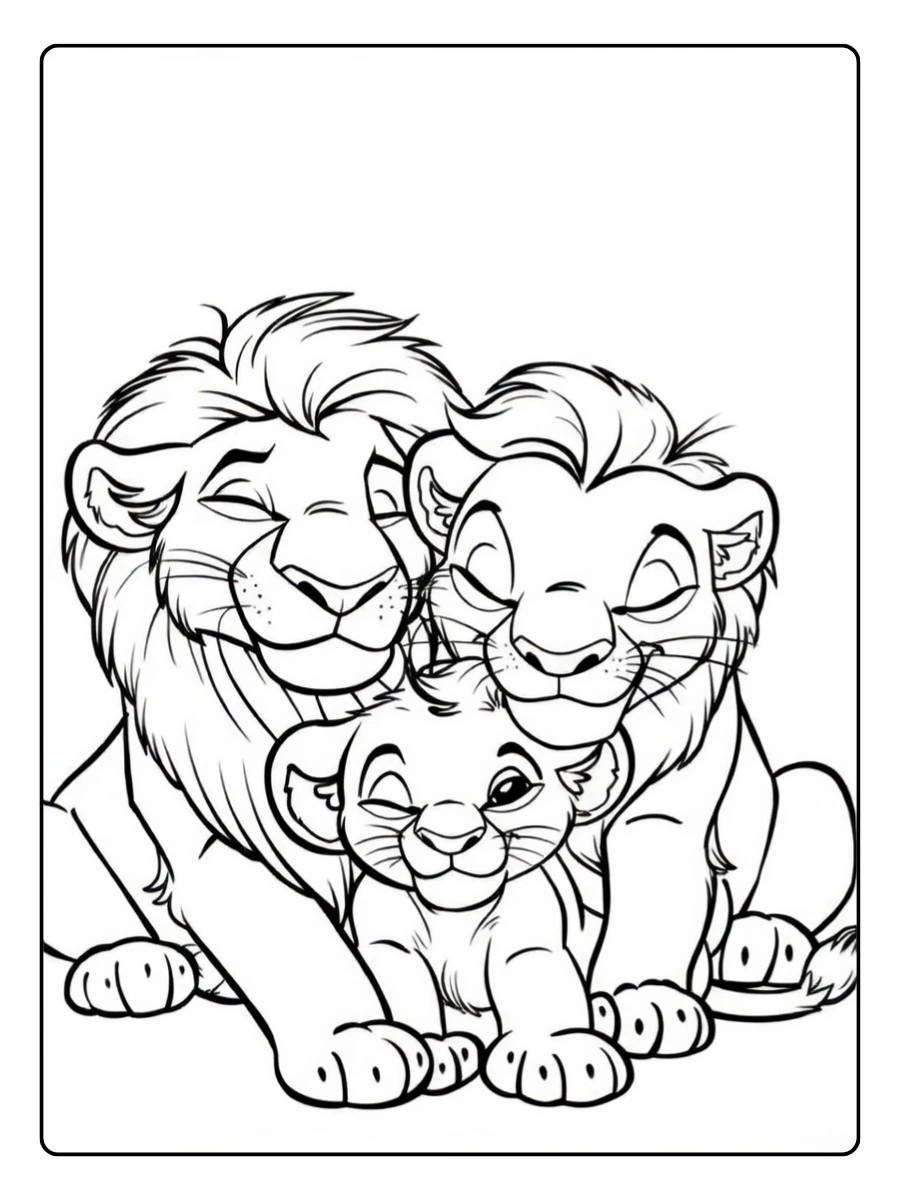 Dessin Roi Lion noir et blanc à colorier