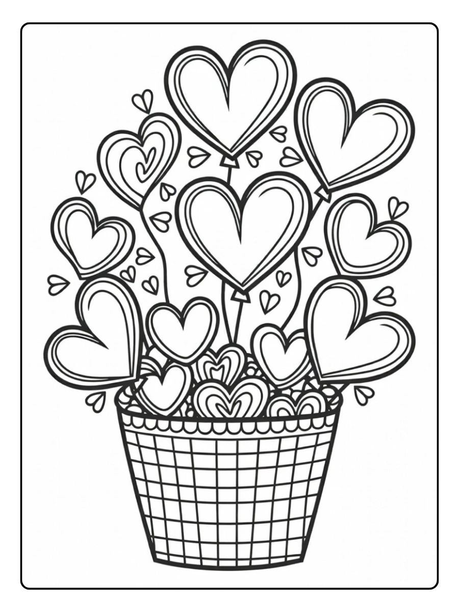 Dessin à colorier amour Valentine