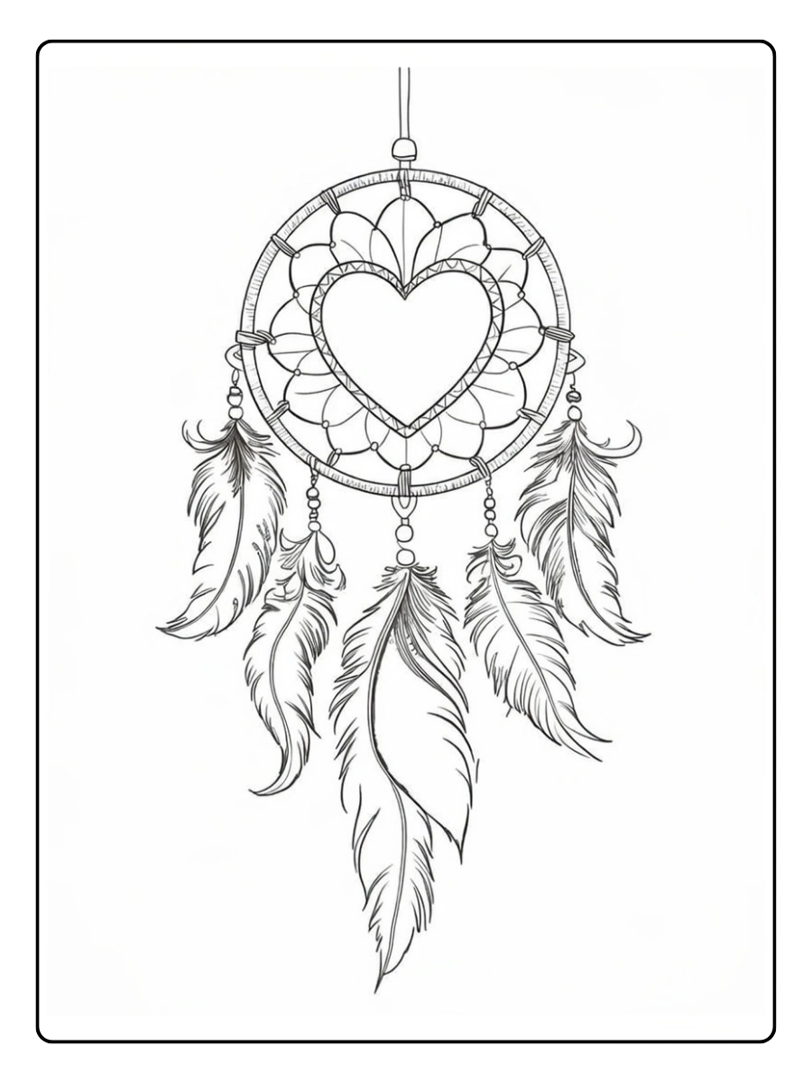 Dessin à colorier attrape rêve amour