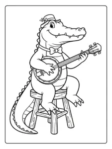 Dessin à colorier crocodile simple