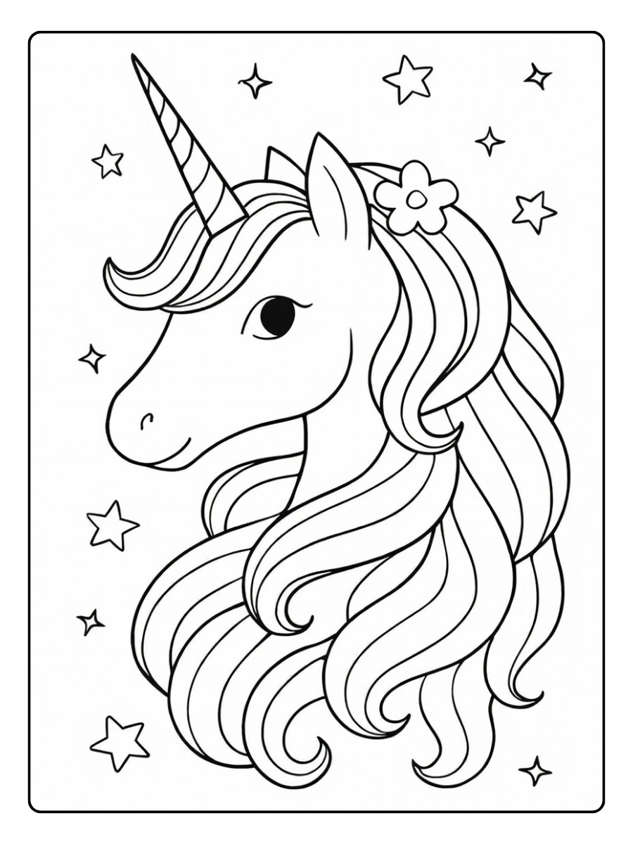 Dessin à colorier licorne simple