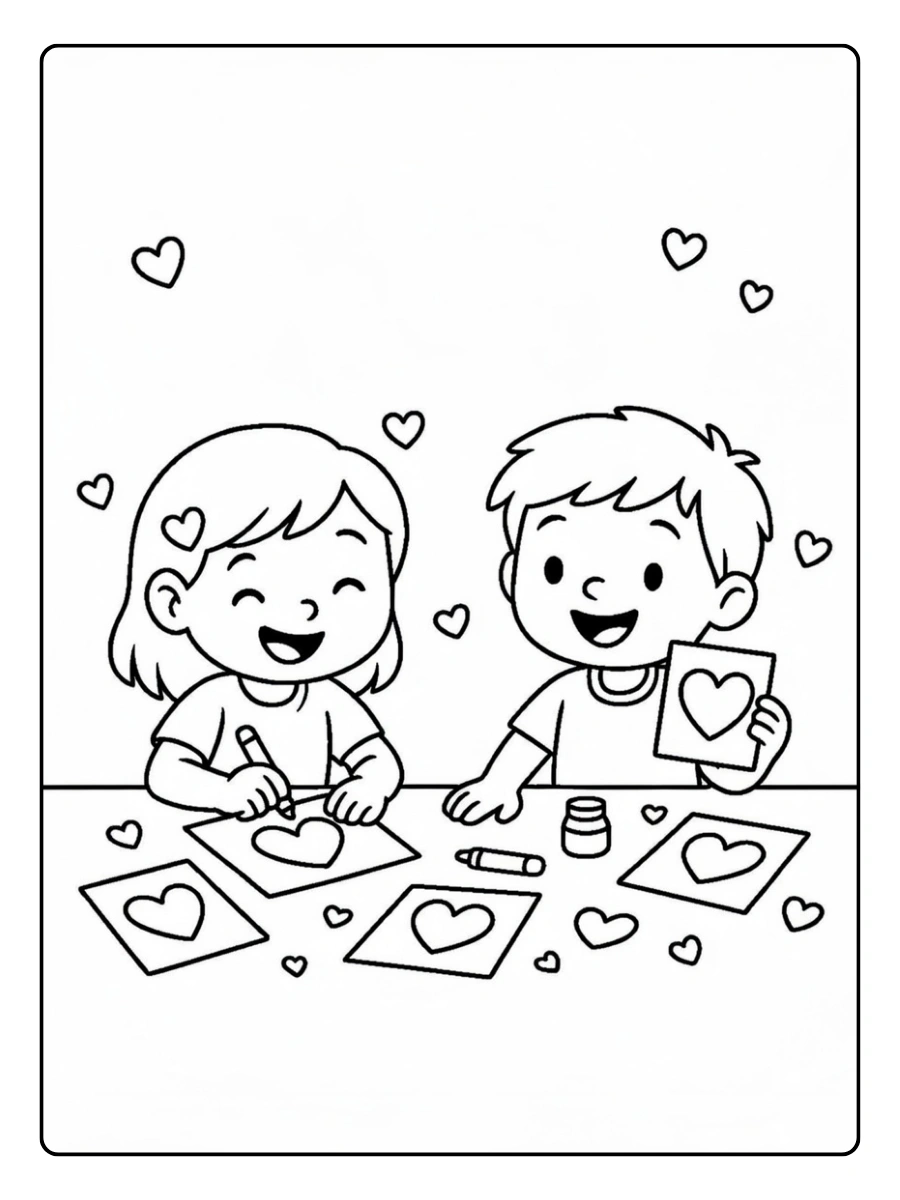 Dessin amour Saint Valentin à colorier