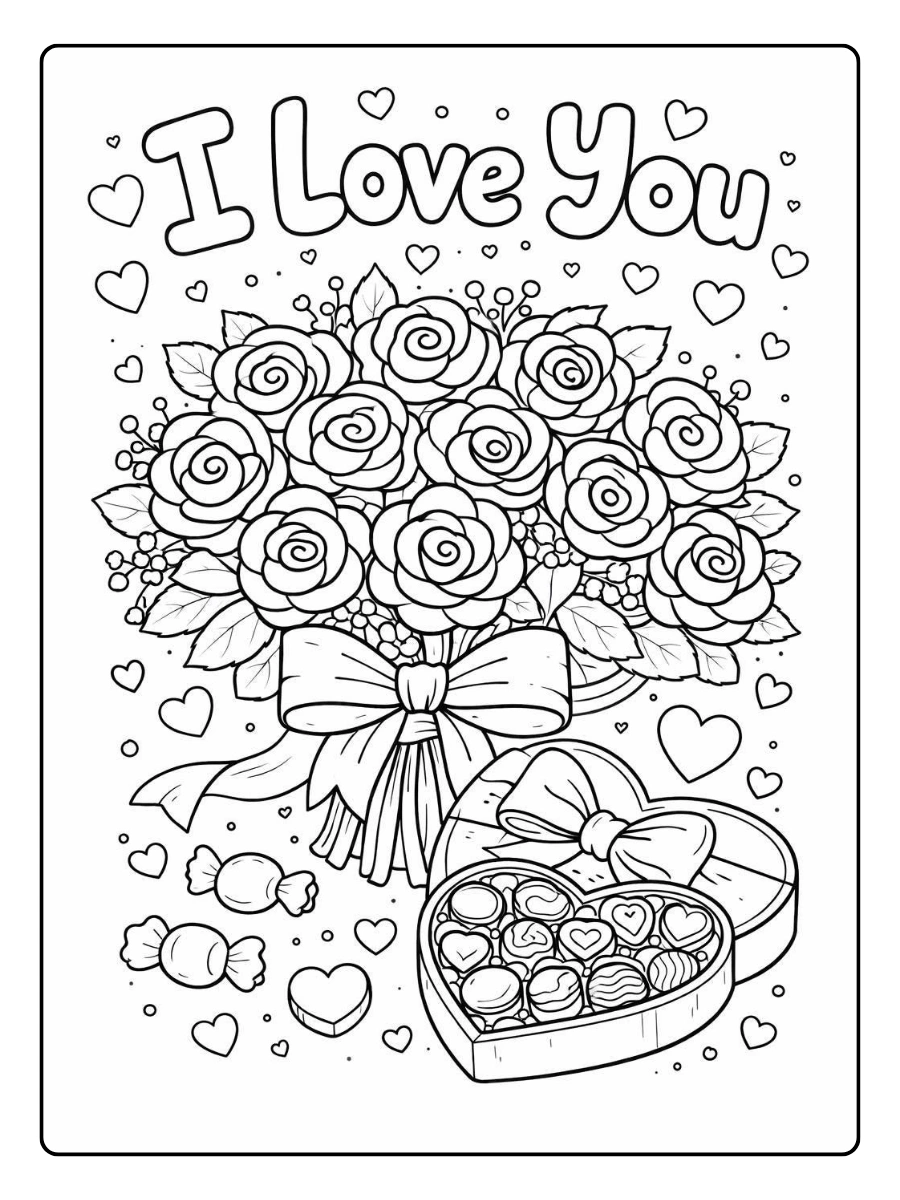 Dessin amour cœur à colorier