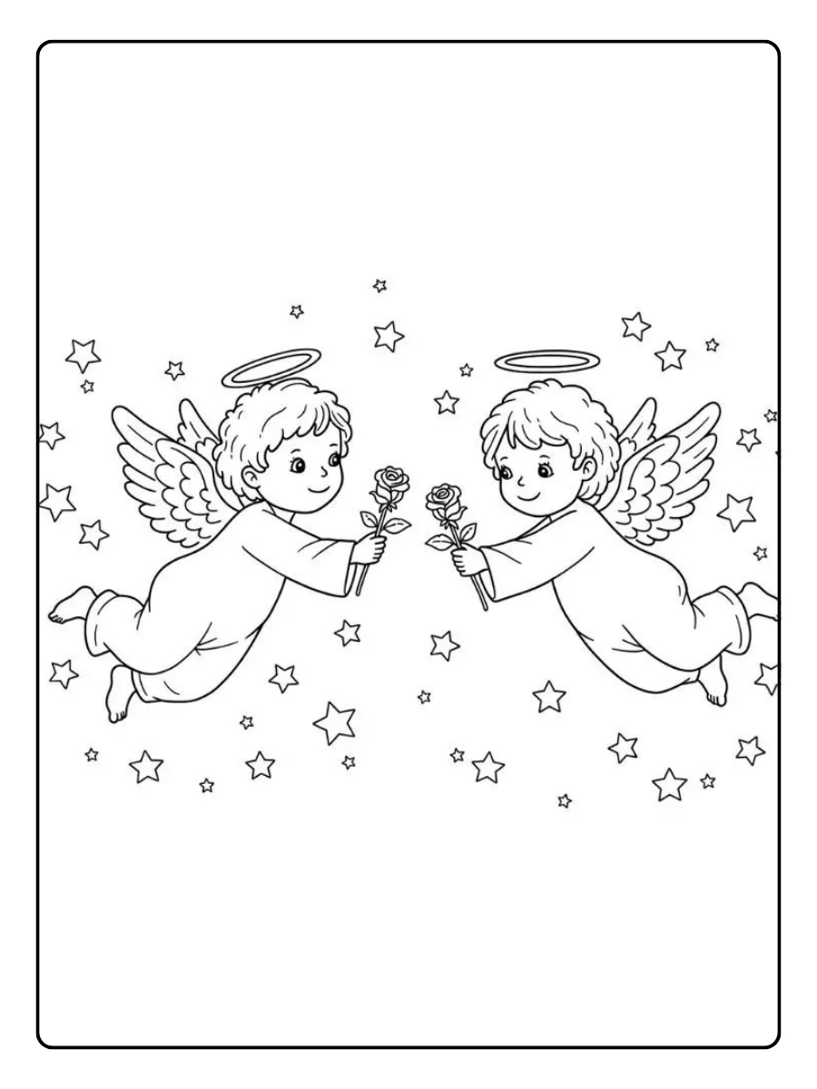 Dessin ange cœur amour Saint Valentin