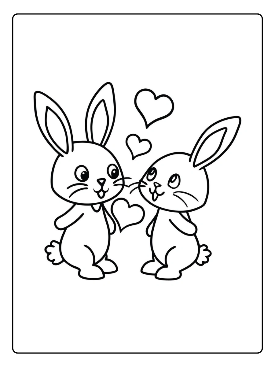 Dessin animaux Saint Valentin à colorier