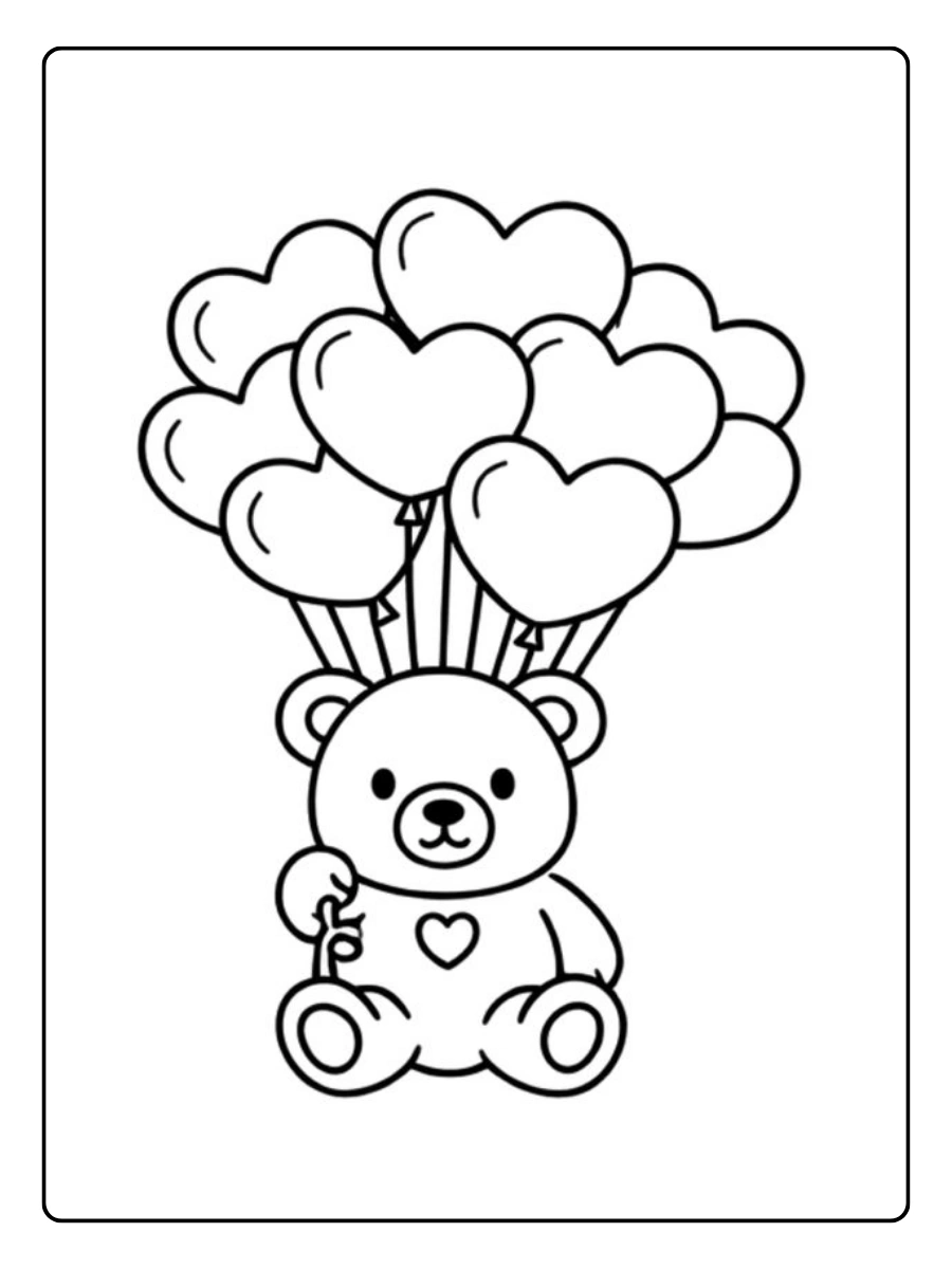 Dessin ballon cœur à colorier