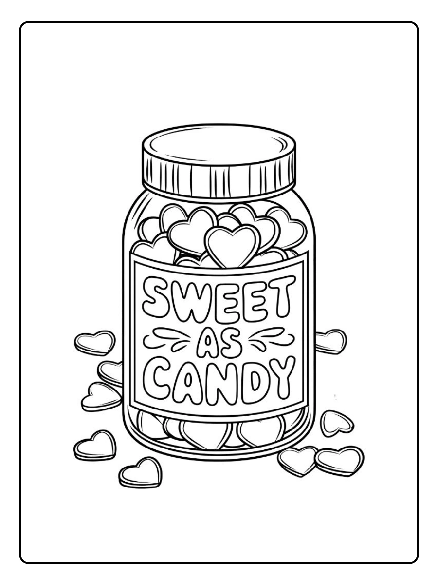 Dessin bonbons Saint Valentin à colorier