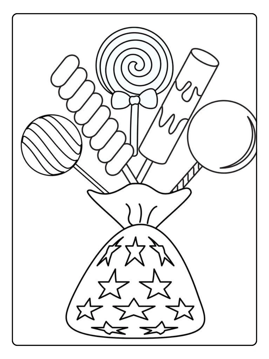 Dessin bonbons romantiques à colorier