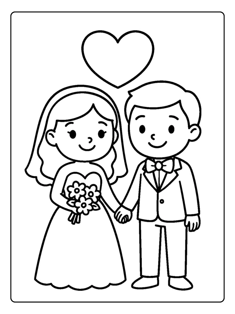 Dessin couple Saint Valentin à colorier