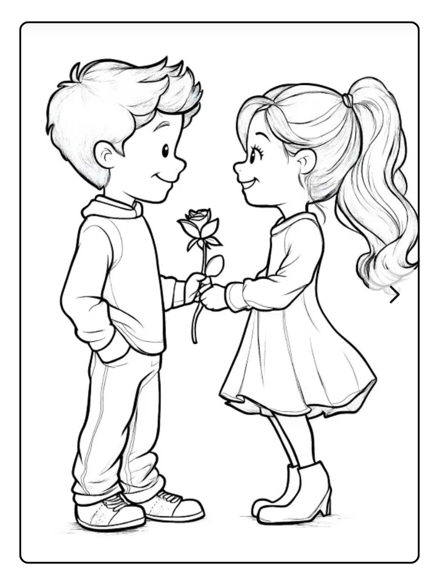 Dessin couple cœur amour Saint Valentin