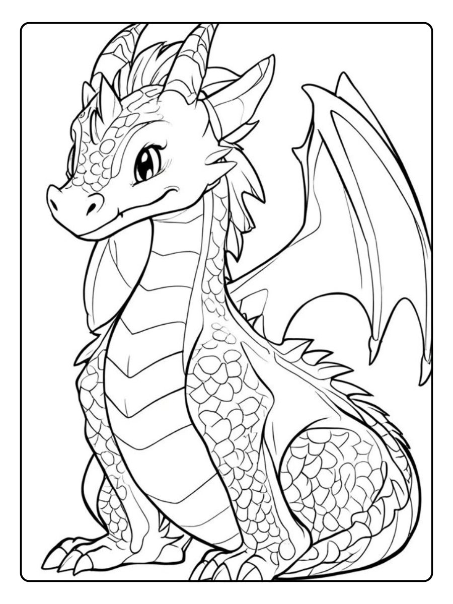 Dessin dragon à colorier