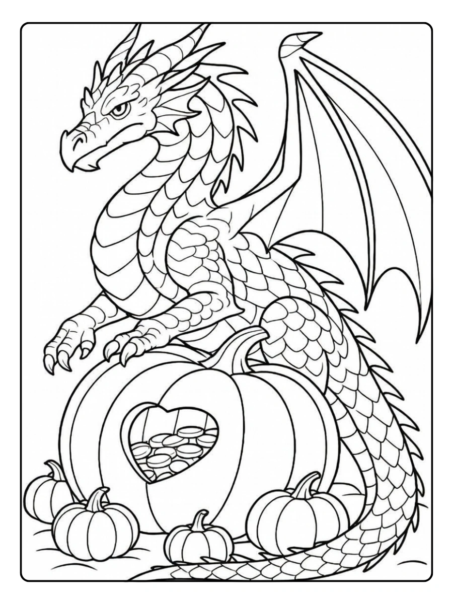Dessin dragon fantastique à colorier