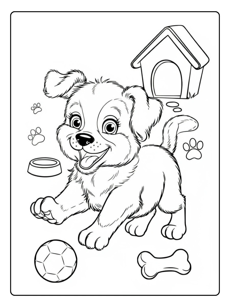 Dessin d’un chien à colorier pour enfants