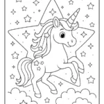 Dessin licorne facile à colorier pour enfants