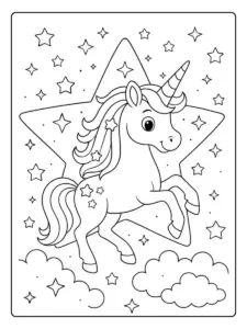 Dessin licorne facile à colorier pour enfants