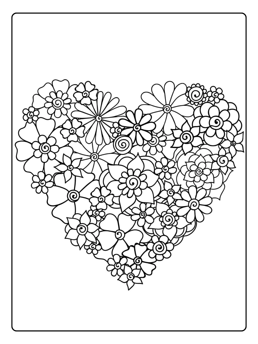 Dessin magique cœur amour à colorier