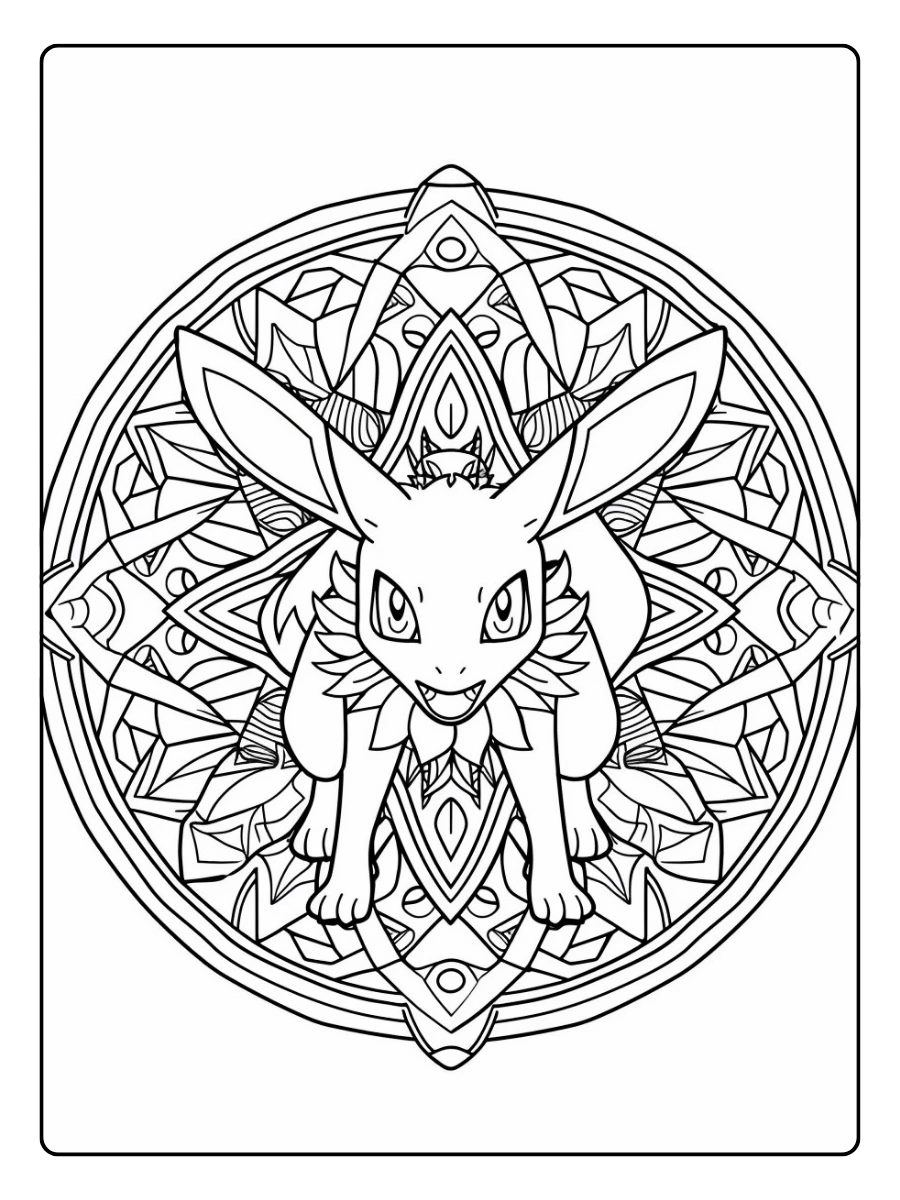Dessin mandala Pokémon à colorier