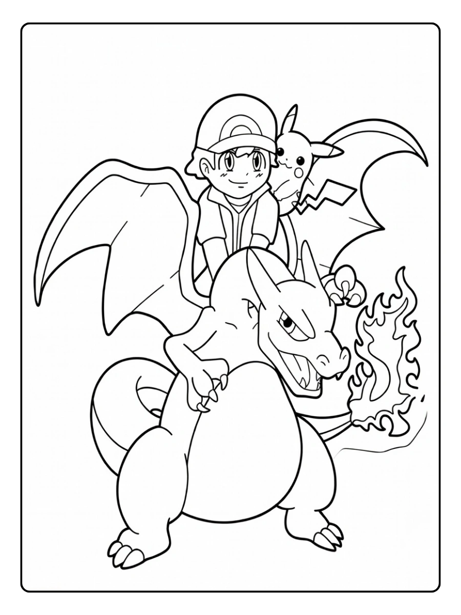 Dracaufeu combat coloriage