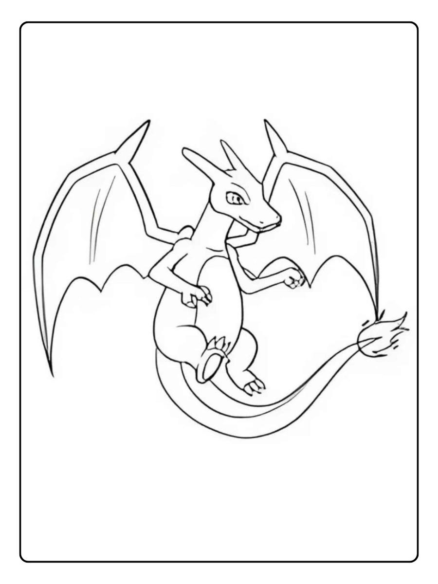 Dracaufeu kawaii coloriage