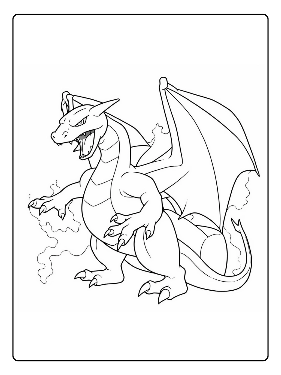 Dracaufeu noir et blanc coloriage