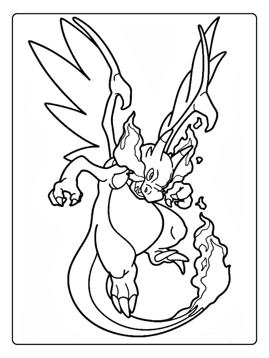Dracaufeu volant coloriage