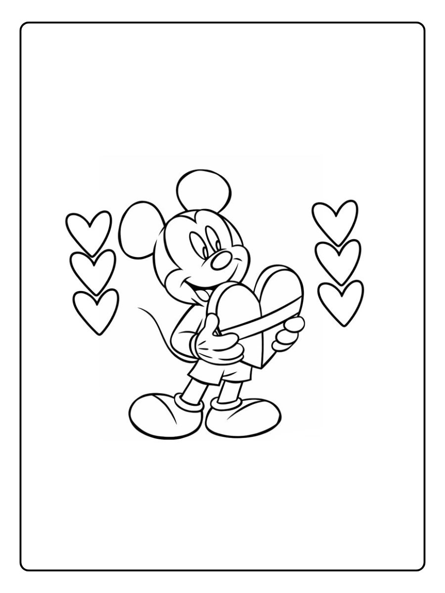 Mickey Mouse avec coeur amour coloriage
