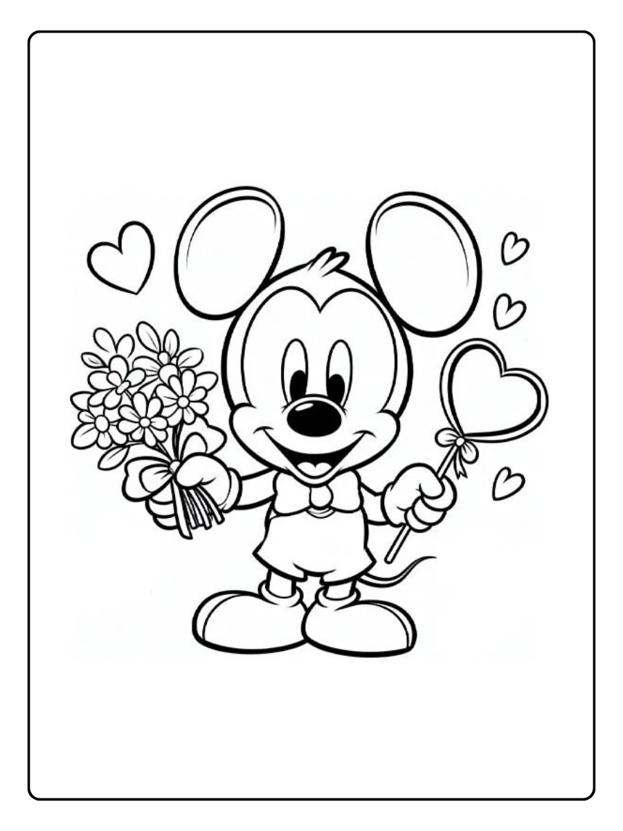 Mickey coeur Saint Valentin coloriage facile
