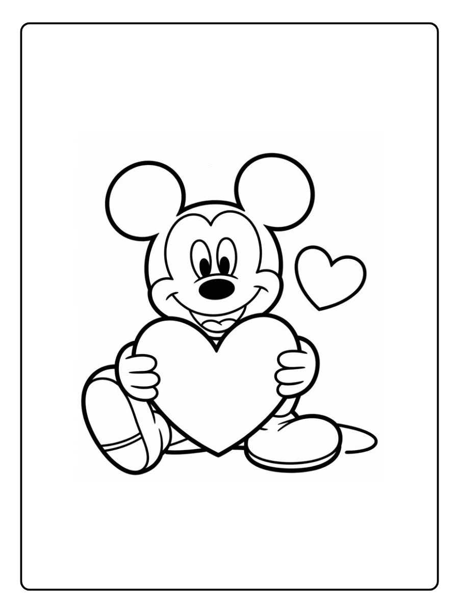Mickey coeur amour coloriage Saint Valentin