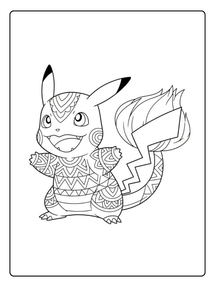 Pokémon mandala noir et blanc coloriage