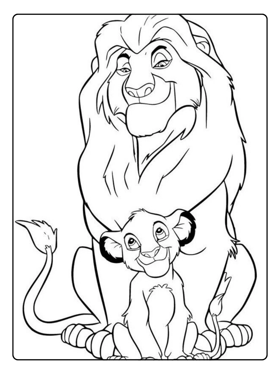 Simba souriant Roi Lion coloriage