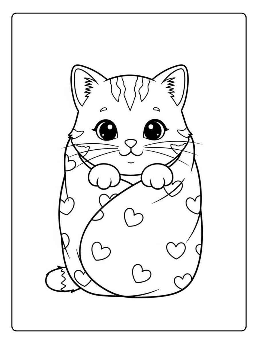 Chat kawaii coloriage