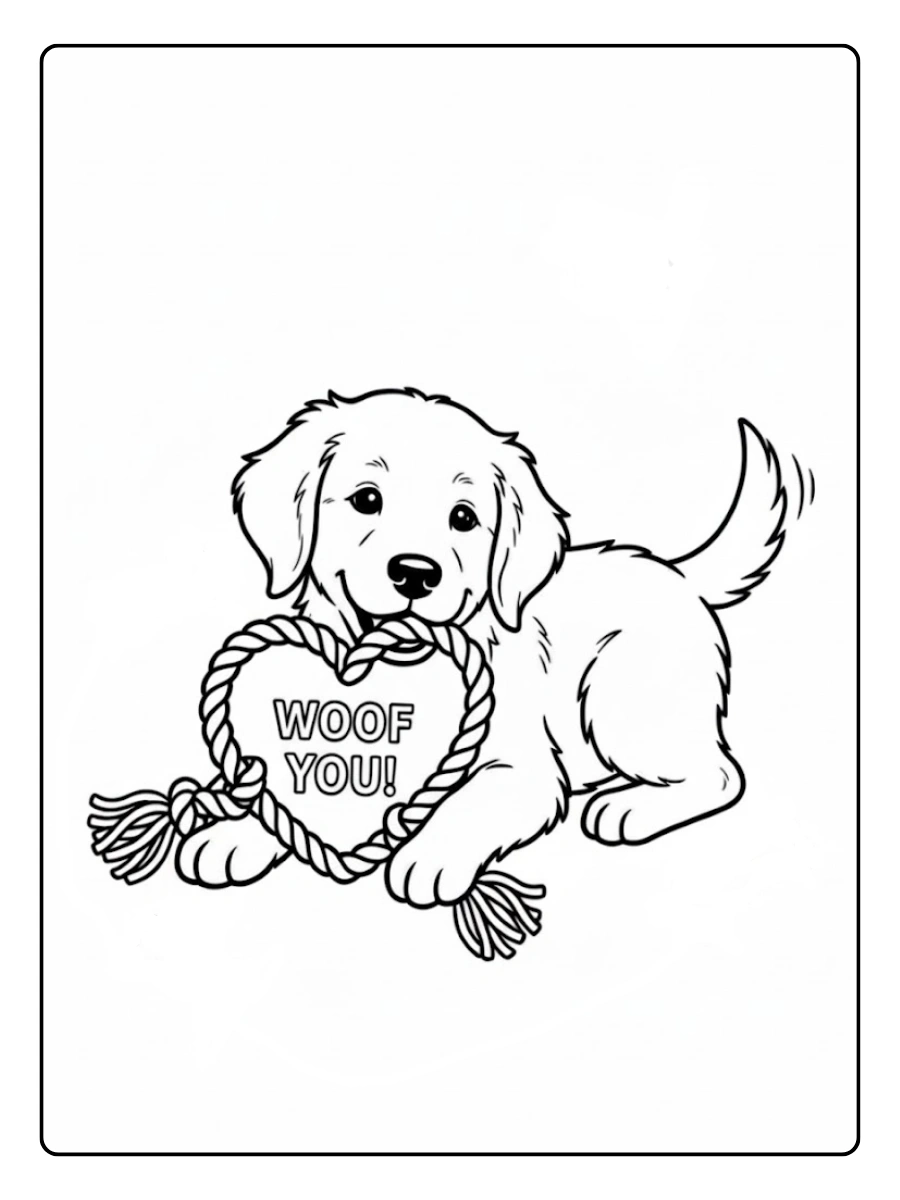 Chiot amoureux Saint Valentin coloriage