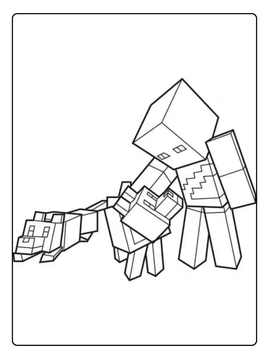 Coloriage Minecraft avec formes simples