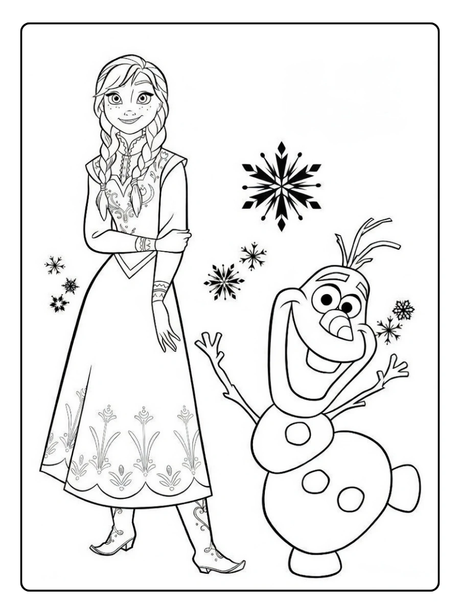 Coloriage Reine des Neiges pour enfants débutants