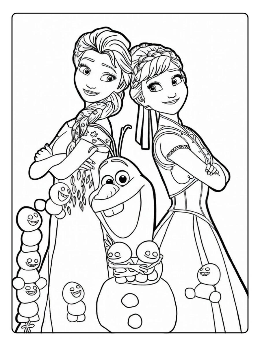 Coloriage Reine des Neiges simple pour maternelle