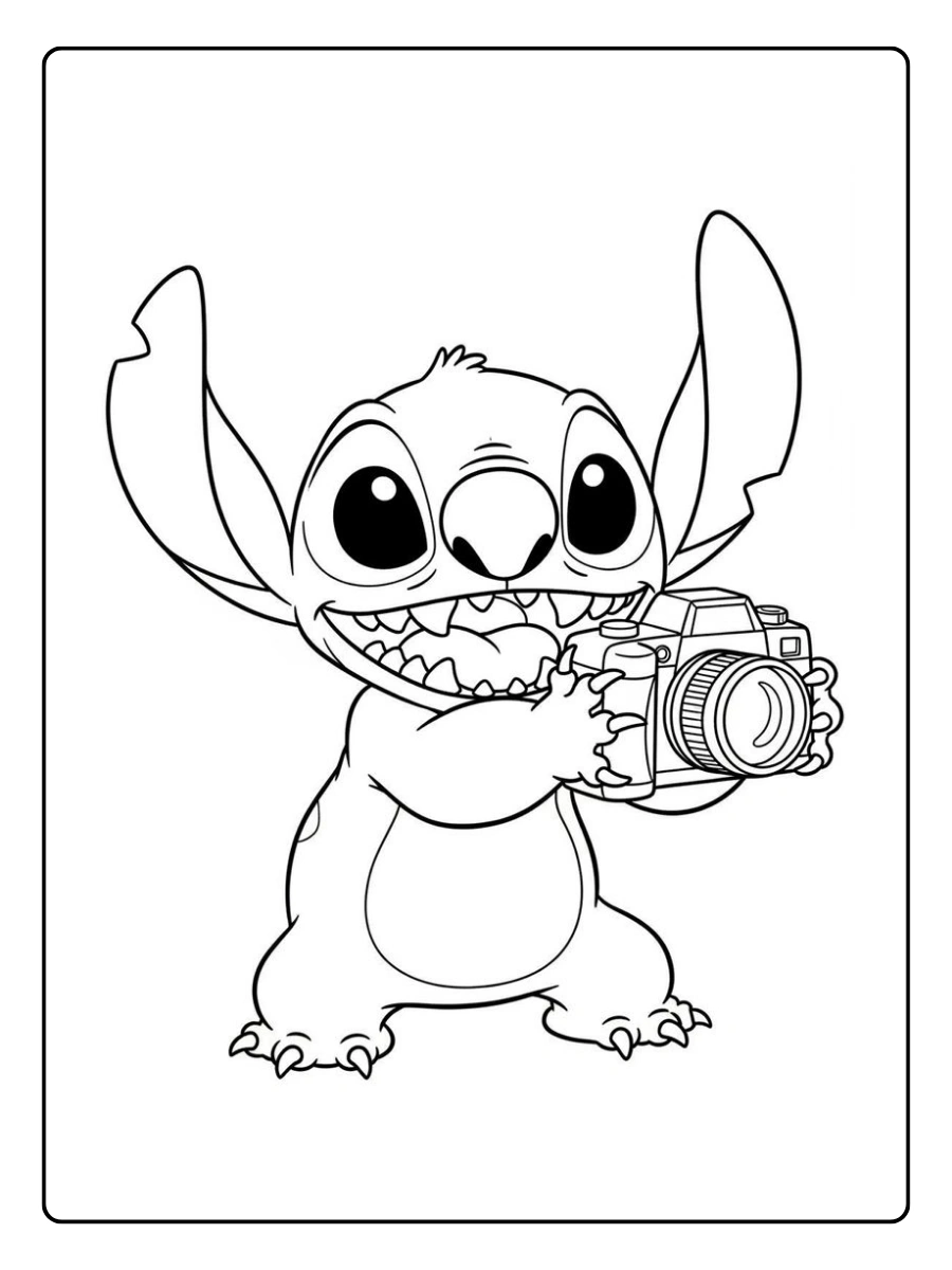 Coloriage Stitch noir et blanc