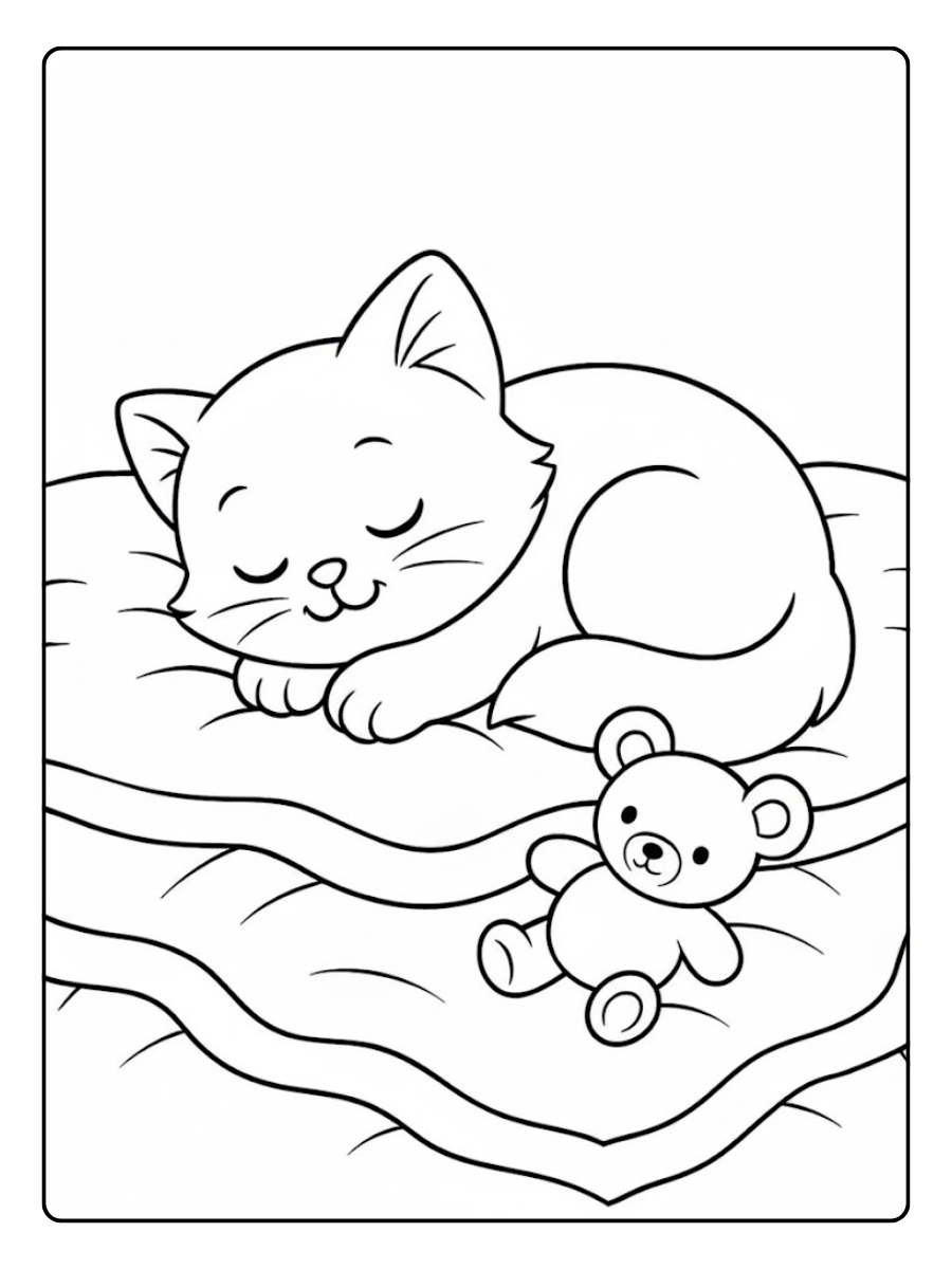 Dessin chat facile à colorier