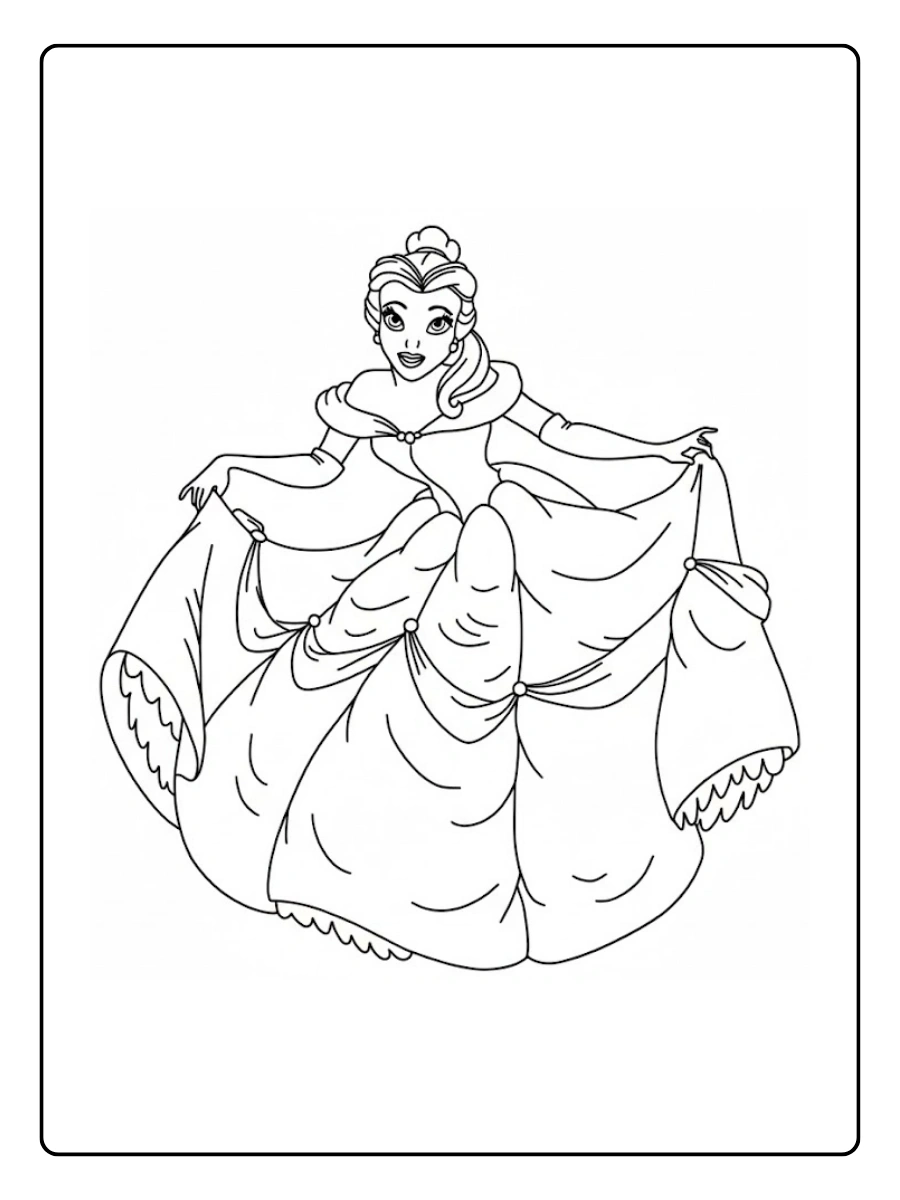 Princesse robe de bal coloriage