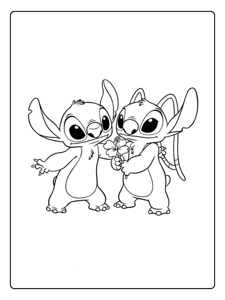 Stitch et Angel coloriage