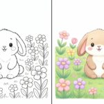 Illustration kawaii d'un lapin pastel imprimé avec lisibilité