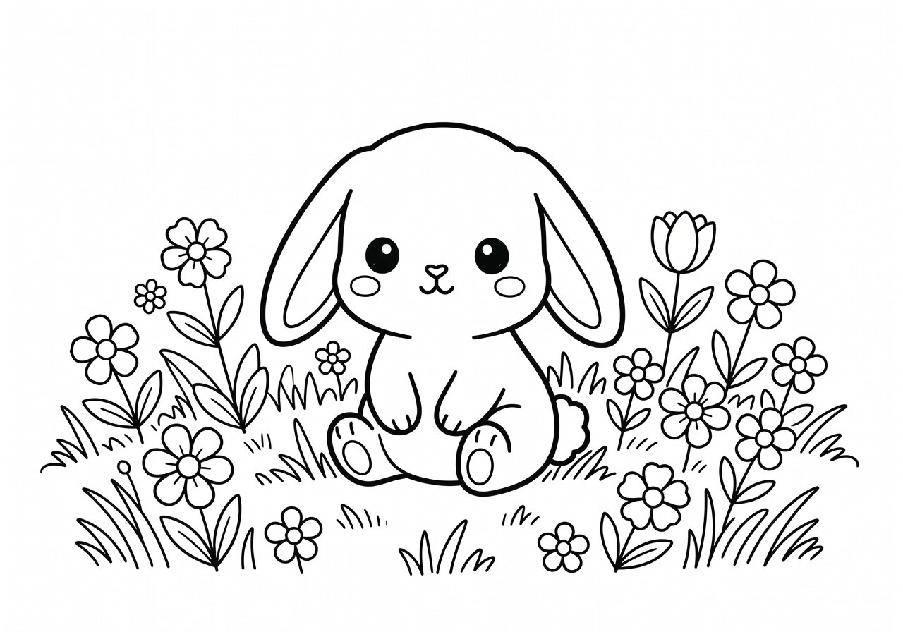 Dessin en ligne pour coloriage kawaii avec contours nets