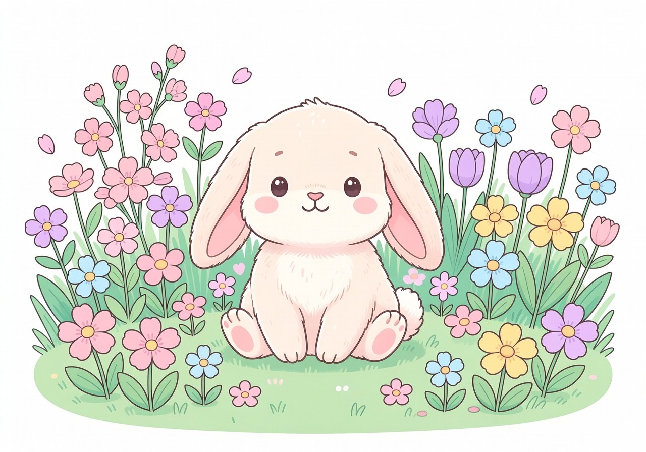 Coloriage kawaii pastel coloré et lisible après impression